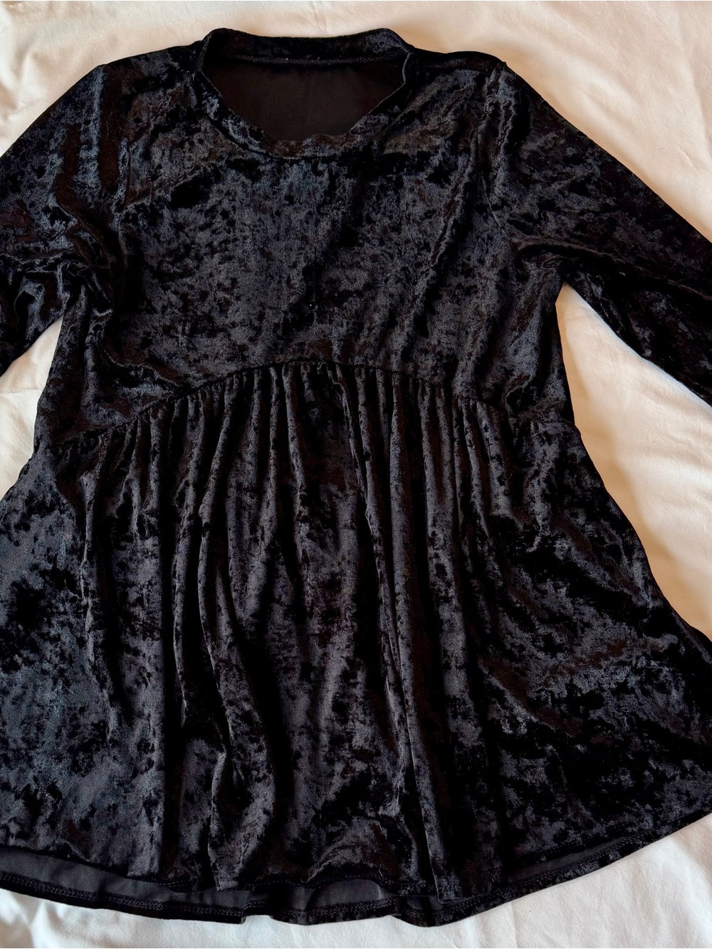 Black Velvet Long-Sleeve Peplum Dress